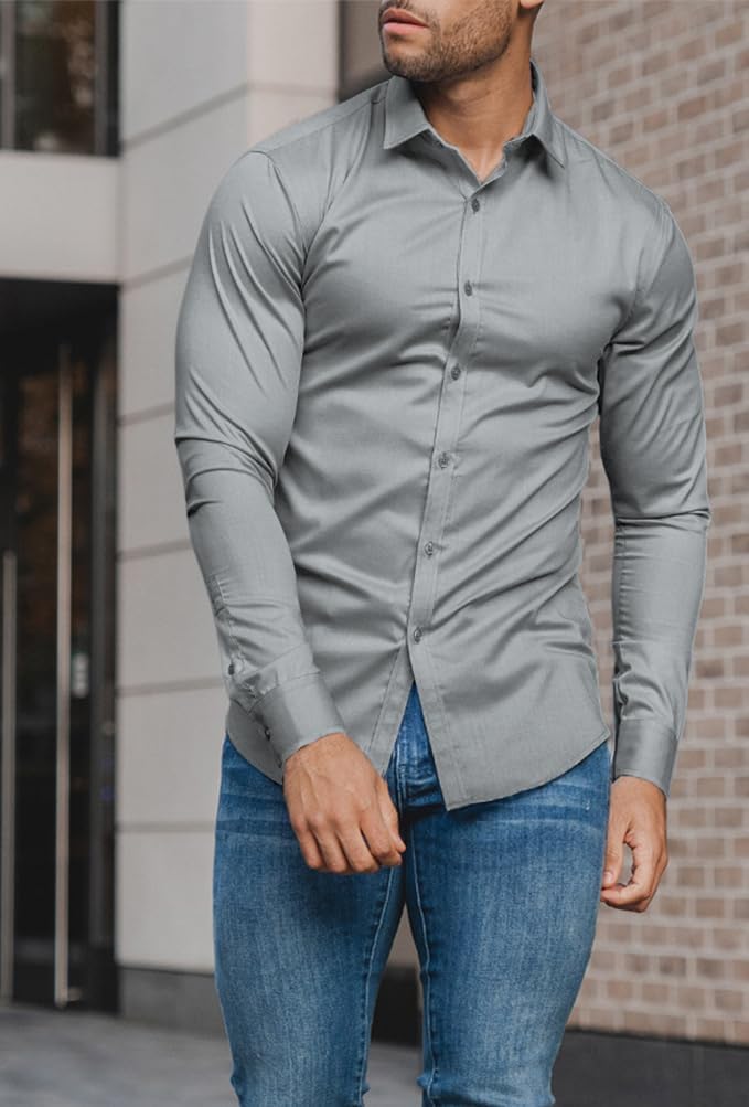 Gładka slim fit koszula męska - David-Czarny-S-Trend Polska