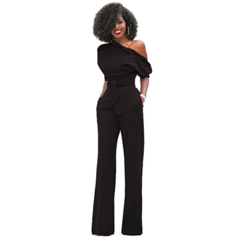 Gładki Bodycon Damski Kombinezon - Sofia-Czarny-S-Trend Polska