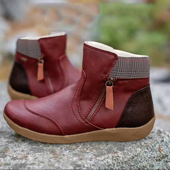 Gładkie kolorowe botki - WarmStep-Bordeaux czerwony-35-Trend Polska