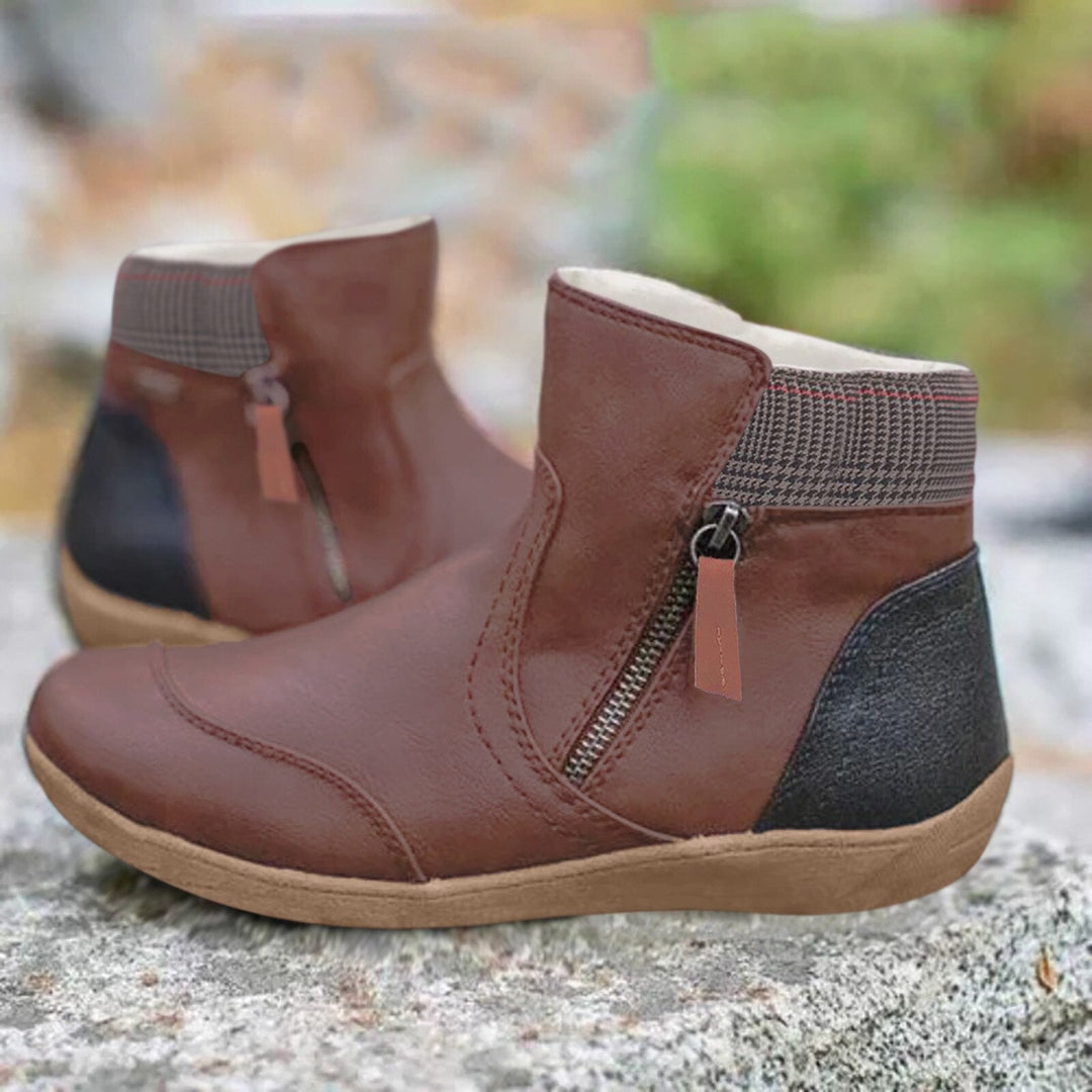Gładkie kolorowe botki - WarmStep-Brązowy-35-Trend Polska
