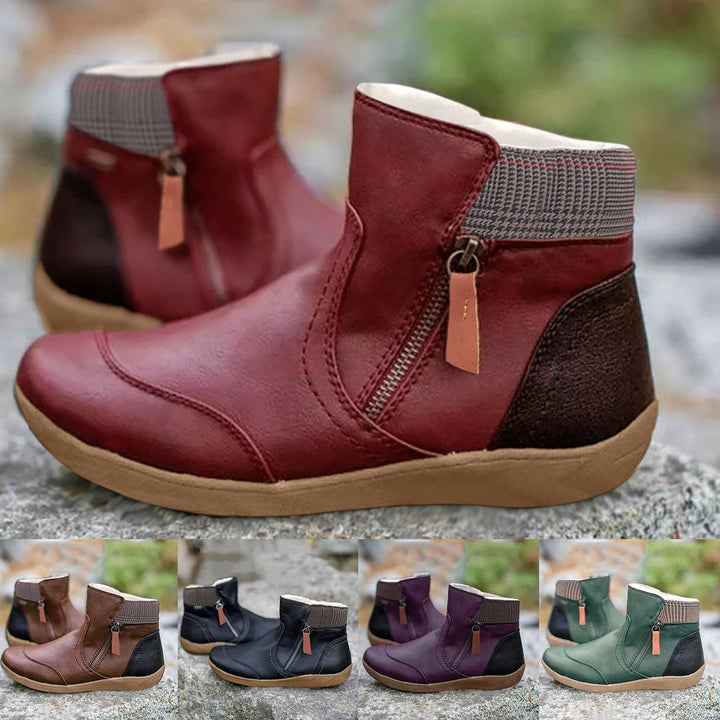 Gładkie kolorowe botki - WarmStep-Bordeaux czerwony-35-Trend Polska