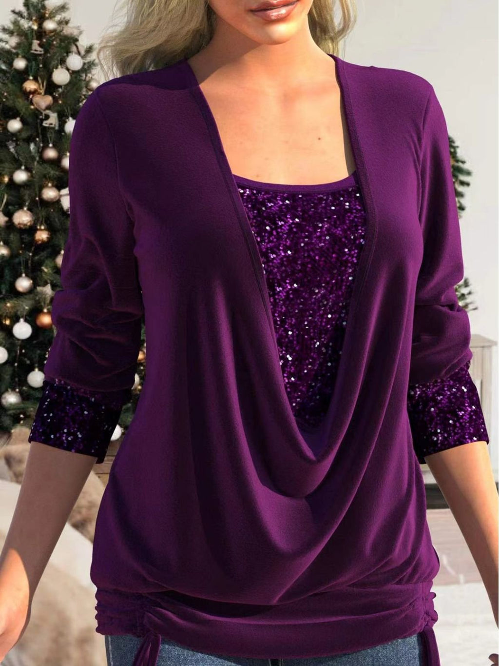 Glamour i Komfortowy Sparkle Top - Luna-Lila-S-Trend Polska