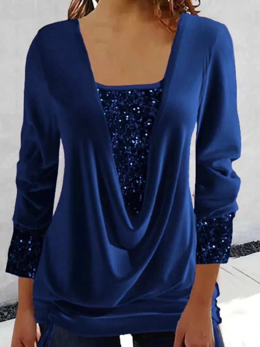 Glamour i Komfortowy Sparkle Top - Luna-Czerwony-S-Trend Polska