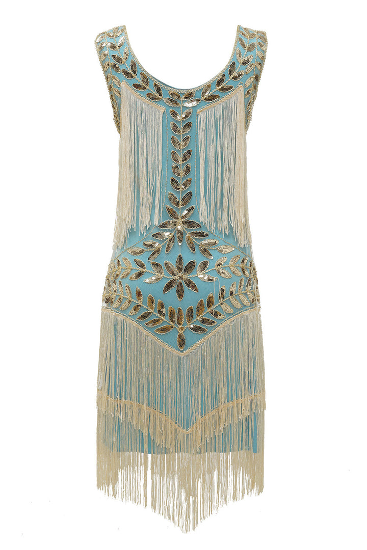 Glamurowa sukienka charleston z lat 20. - Amelia-Champagne-S-Trend Polska