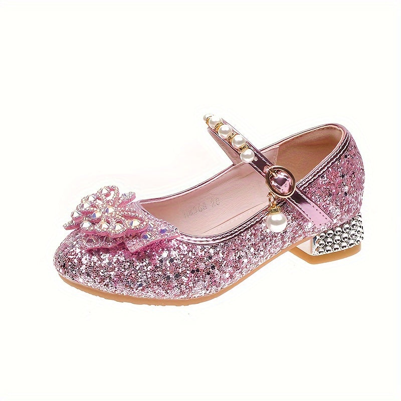 Glitterszapon Isla – Wygodne klapki z cekinami i perłami dla dziewczynek-Różowy-23-Trend Polska
