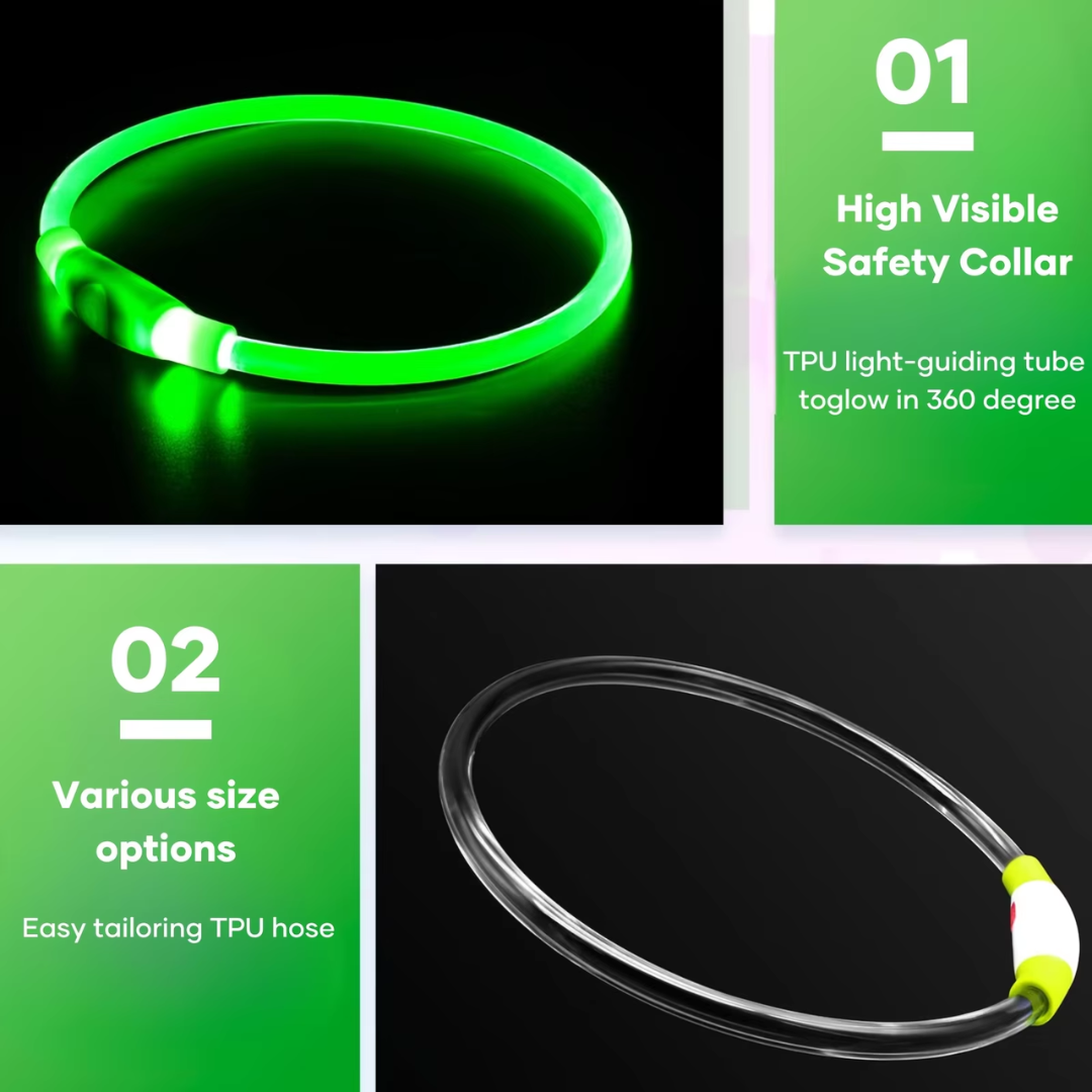 GlowSafe LED Obroża dla psów – Ładowalne światło bezpieczeństwa USB-Różowy-Trend Polska