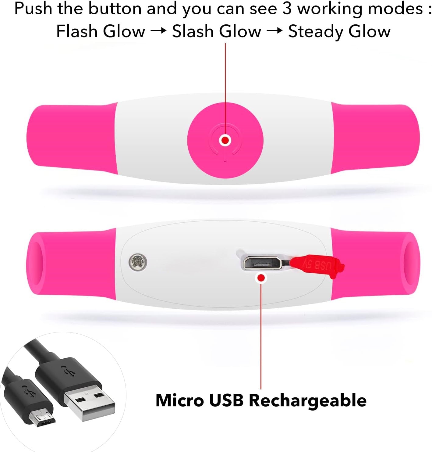 GlowSafe LED Obroża dla psów – Ładowalne światło bezpieczeństwa USB-Różowy-Trend Polska