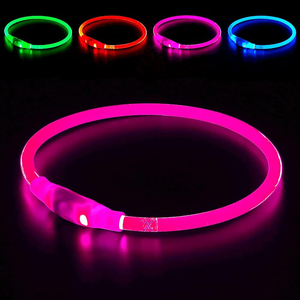 GlowSafe LED Obroża dla psów – Ładowalne światło bezpieczeństwa USB-Różowy-Trend Polska