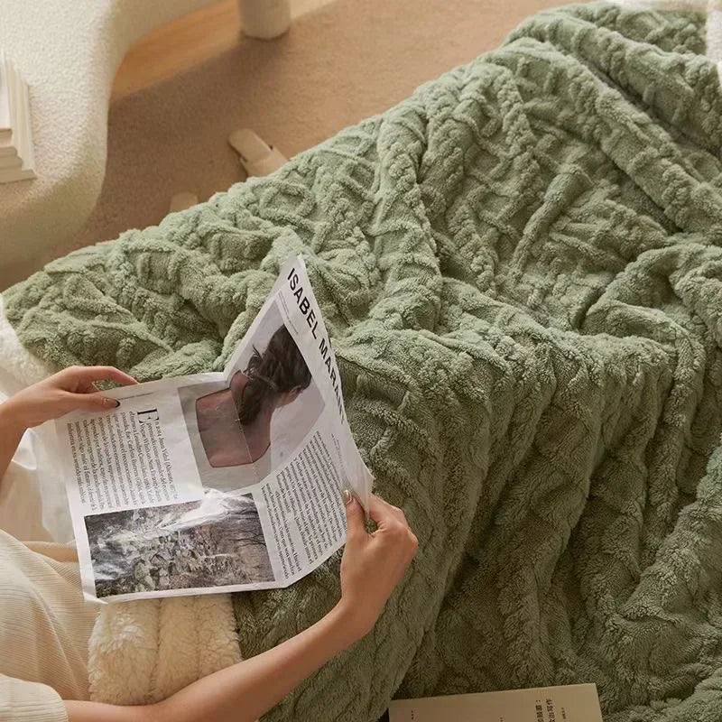 Gruba zimowa wełniana kołdra - WarmWool-Zielony-70x100cm-Trend Polska