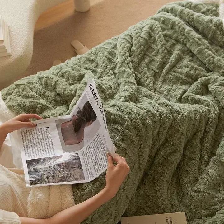 Gruba zimowa wełniana kołdra - WarmWool-Zielony-70x100cm-Trend Polska