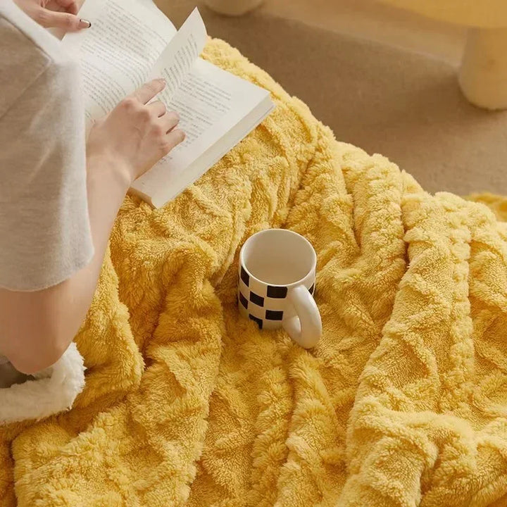 Gruba zimowa wełniana kołdra - WarmWool-Żółty-70x100cm-Trend Polska