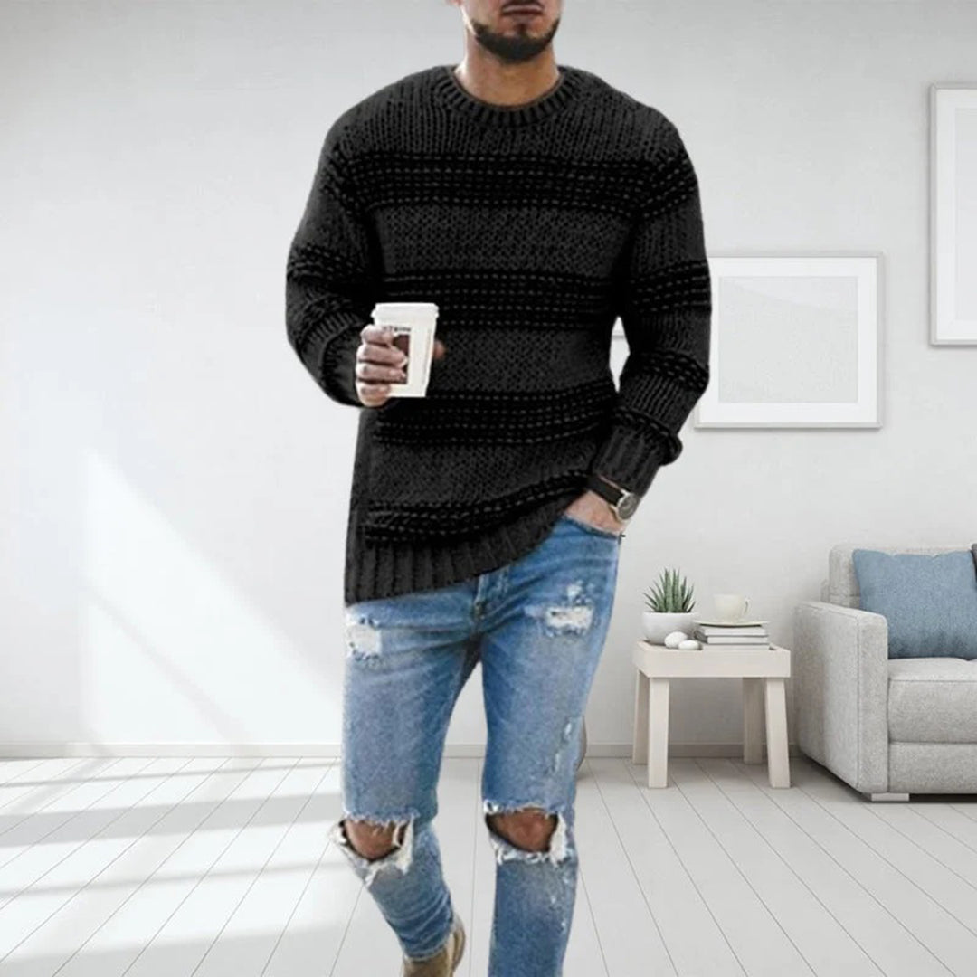 Gruby sweter męski w stylu skandynawskim - Arvid-Czarny-S-Trend Polska