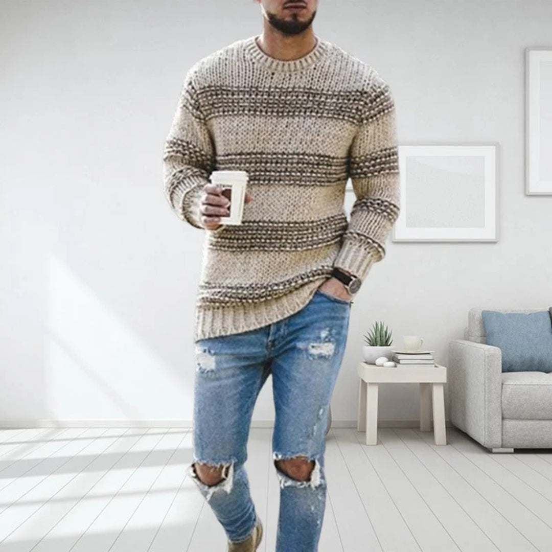Gruby sweter męski w stylu skandynawskim - Arvid-Khaki-S-Trend Polska