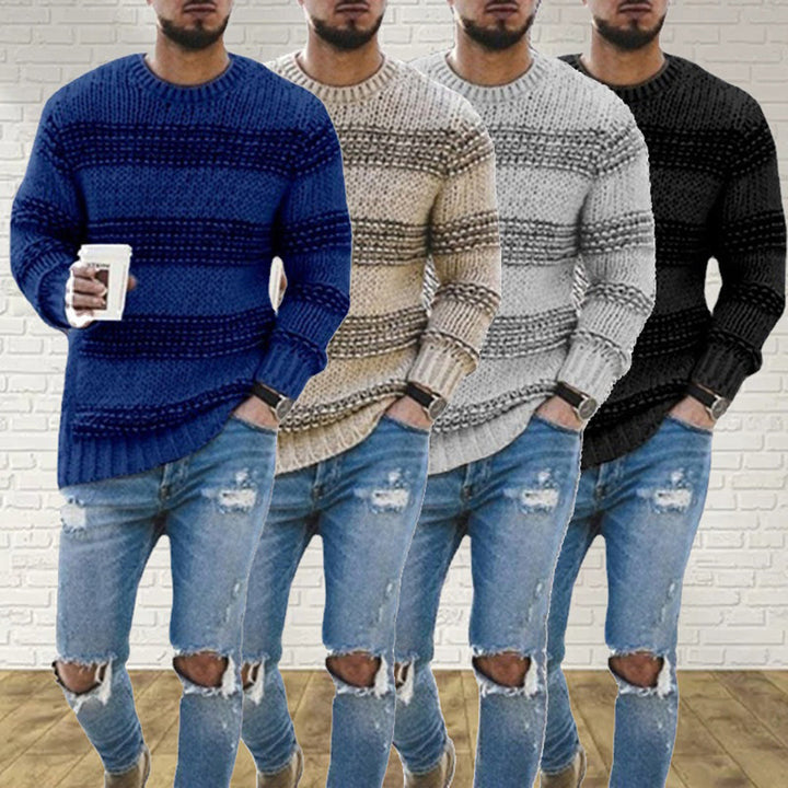 Gruby sweter męski w stylu skandynawskim - Arvid-Khaki-S-Trend Polska