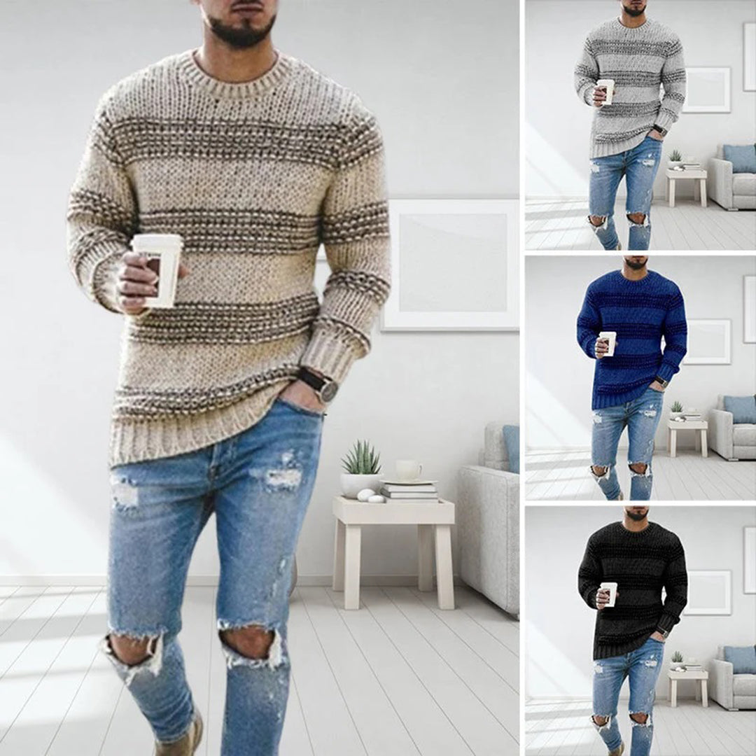 Gruby sweter męski w stylu skandynawskim - Arvid-Khaki-S-Trend Polska
