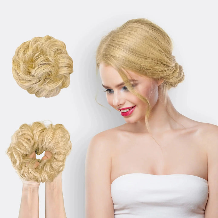 Gumka z doczepianymi włosami – BunPop-Ciepły Blond-Trend Polska