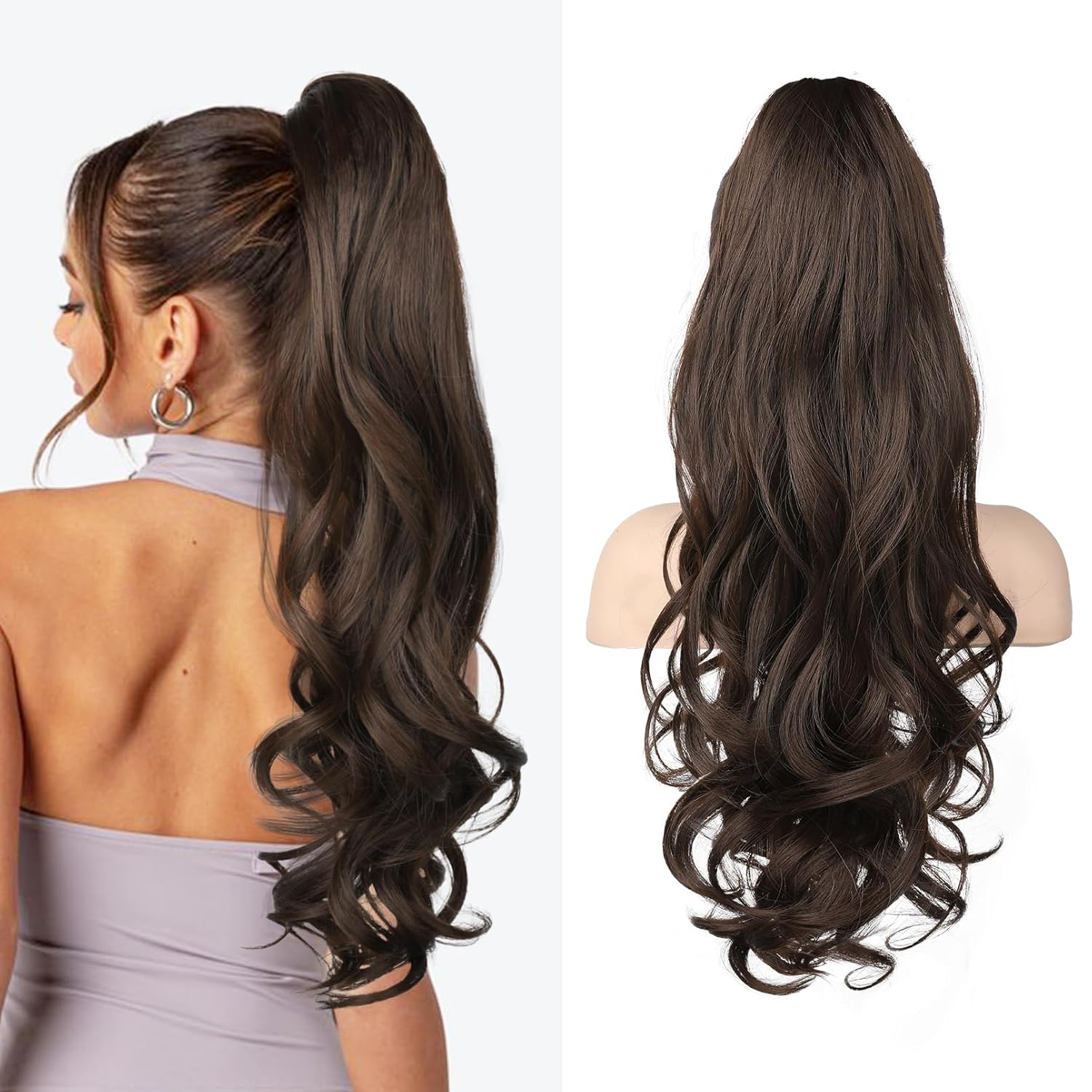 Hairextension Koński ogon 55 cm – Veloura-Brązowy-Falujący-Trend Polska