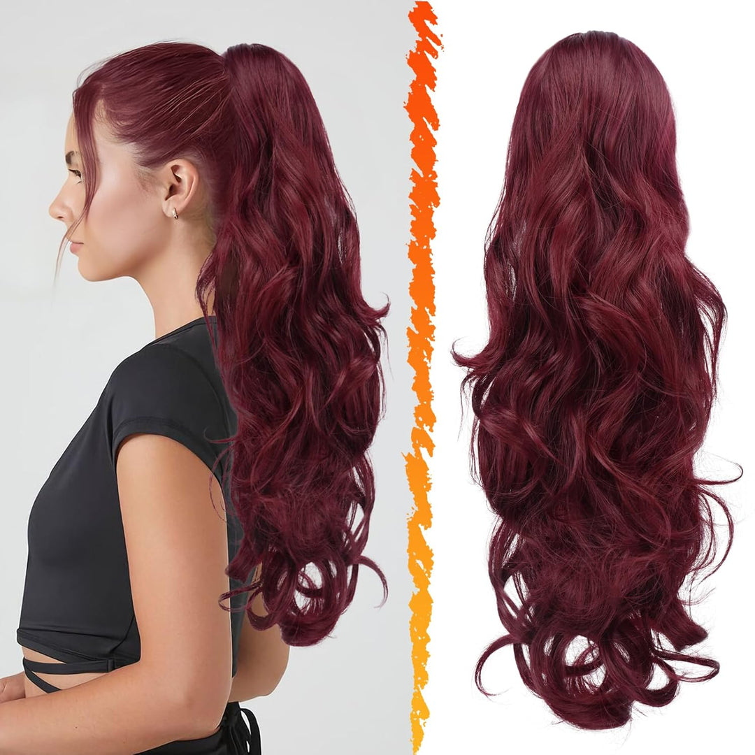 Hairextension Koński ogon 55 cm – Veloura-Czerwony-Falujący-Trend Polska