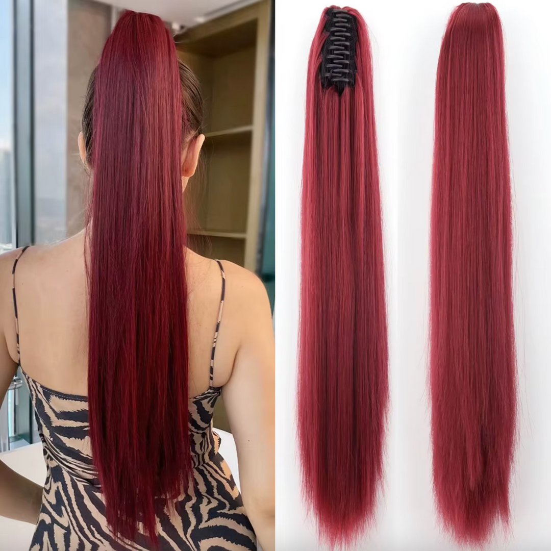 Hairextension Koński ogon 55 cm – Veloura-Czerwony-Styl-Trend Polska