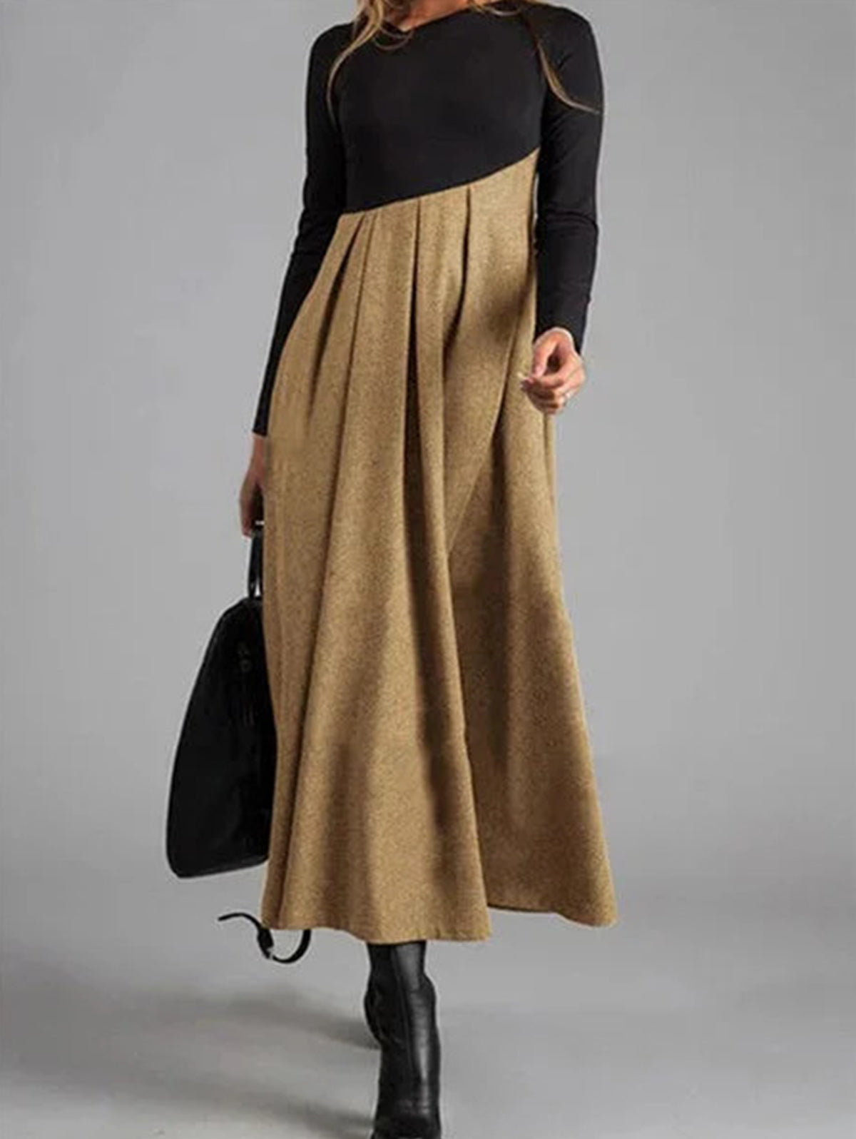 Harmonia Sukienka w Kolorowym Stylu - Elina-Khaki-XS-Trend Polska