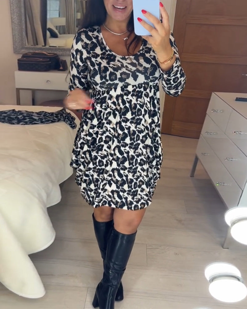 Sukienka jesienna w sлату z leopardowym printem – Leona