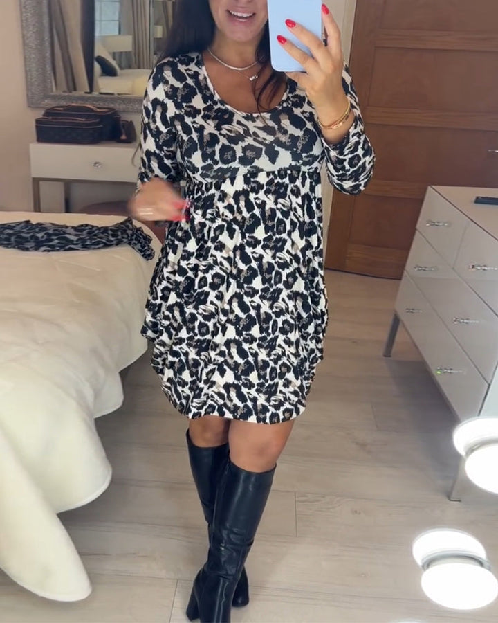 Sukienka jesienna w sлату z leopardowym printem – Leona