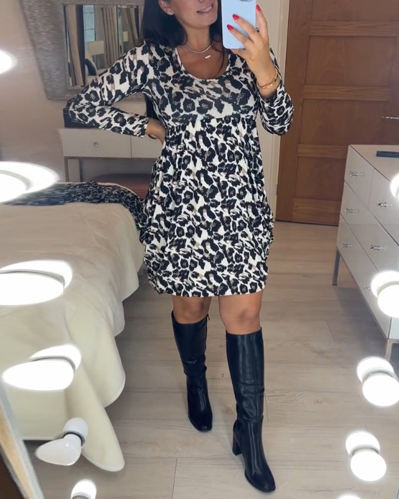 Sukienka jesienna w sлату z leopardowym printem – Leona
