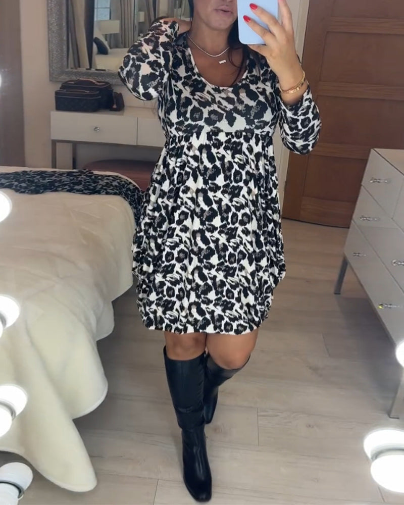 Sukienka jesienna w sлату z leopardowym printem – Leona