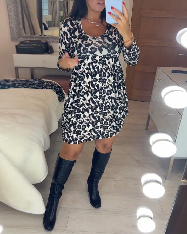 Sukienka jesienna w sлату z leopardowym printem – Leona