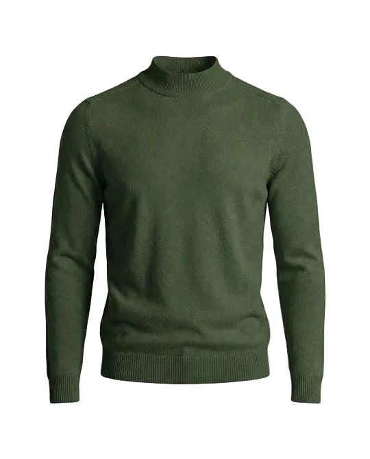 Sweter w kolorze zielonym ze stójką, widok z przodu na białym tle 5