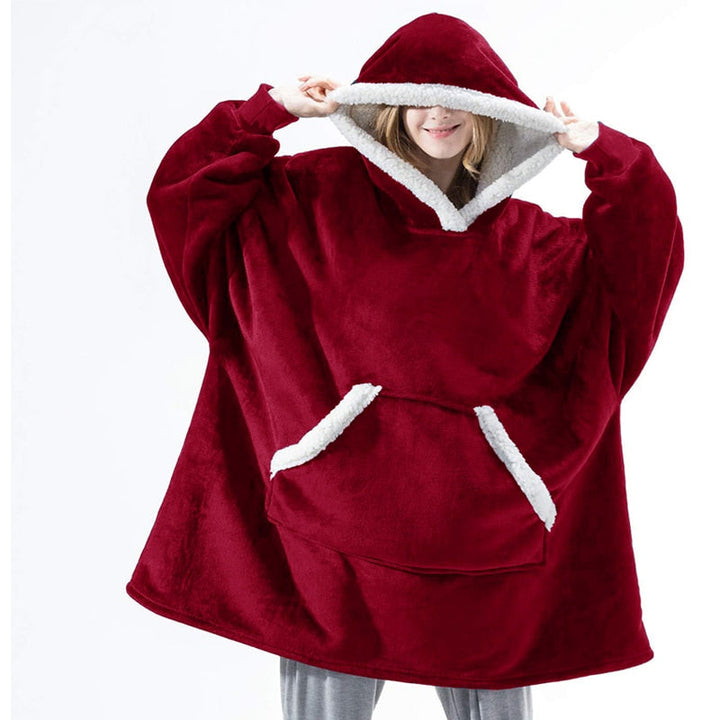 Hoodie i koc | Wspaniała kombinacja miękkiego hoodie i wygodnego koca w jednym!-Czerwony-Trend Polska