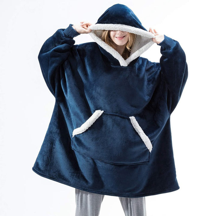 Hoodie i koc | Wspaniała kombinacja miękkiego hoodie i wygodnego koca w jednym!-Niebieski-Trend Polska