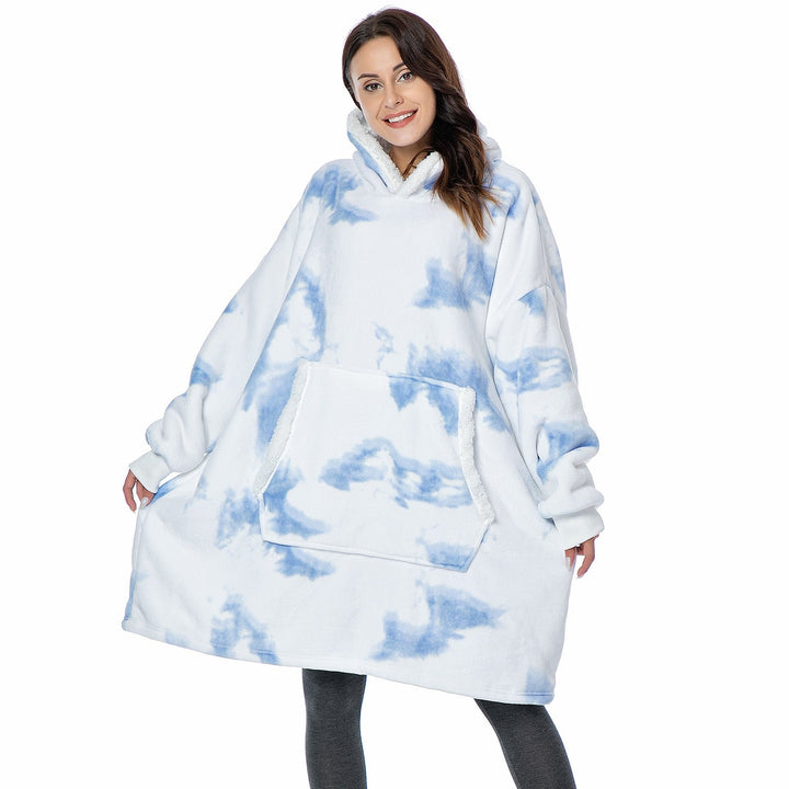 Hoodie i koc | Wspaniała kombinacja miękkiego hoodie i wygodnego koca w jednym!-Prany różowy i biały-Trend Polska