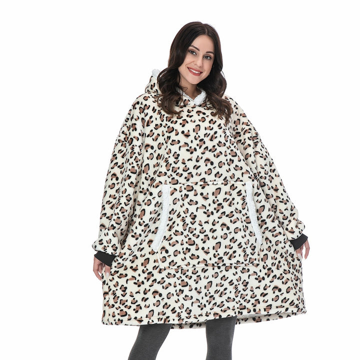 Hoodie i koc | Wspaniała kombinacja miękkiego hoodie i wygodnego koca w jednym!-Prany różowy i biały-Trend Polska