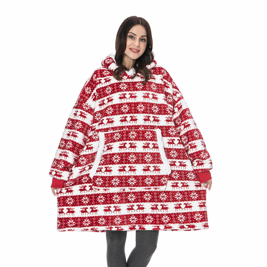 Hoodie i koc | Wspaniała kombinacja miękkiego hoodie i wygodnego koca w jednym!-Prany różowy i biały-Trend Polska