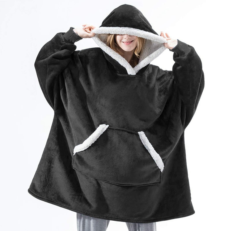 Hoodie i koc | Wspaniała kombinacja miękkiego hoodie i wygodnego koca w jednym!-Prany różowy i biały-Trend Polska