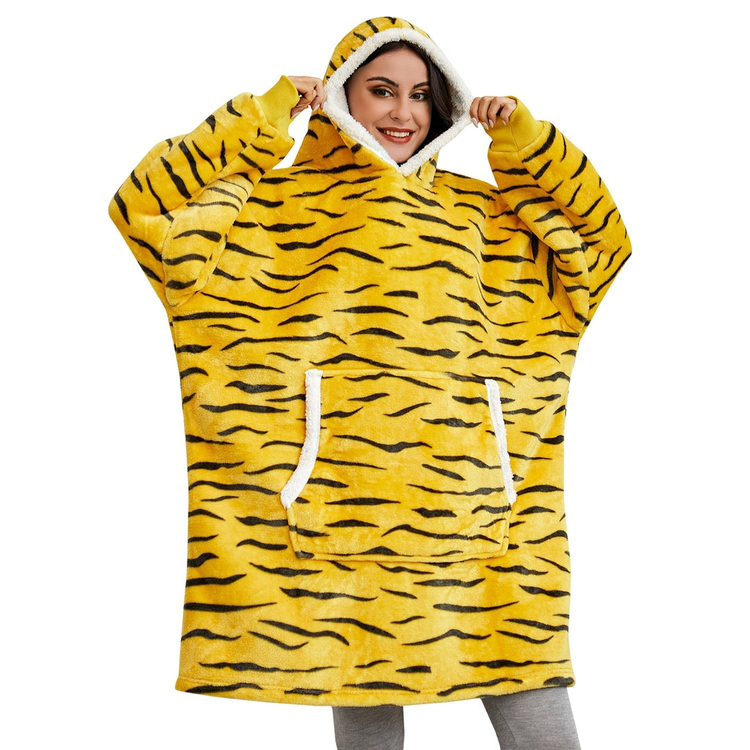 Hoodie i koc | Wspaniała kombinacja miękkiego hoodie i wygodnego koca w jednym!-Prany różowy i biały-Trend Polska