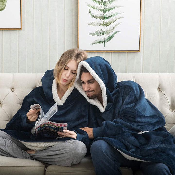 Hoodie i koc | Wspaniała kombinacja miękkiego hoodie i wygodnego koca w jednym!-Prany różowy i biały-Trend Polska