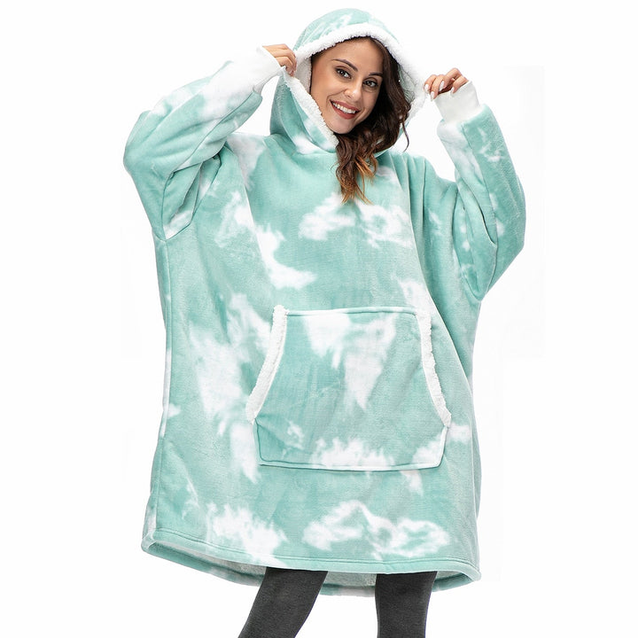Hoodie i koc | Wspaniała kombinacja miękkiego hoodie i wygodnego koca w jednym!-Prany różowy i biały-Trend Polska