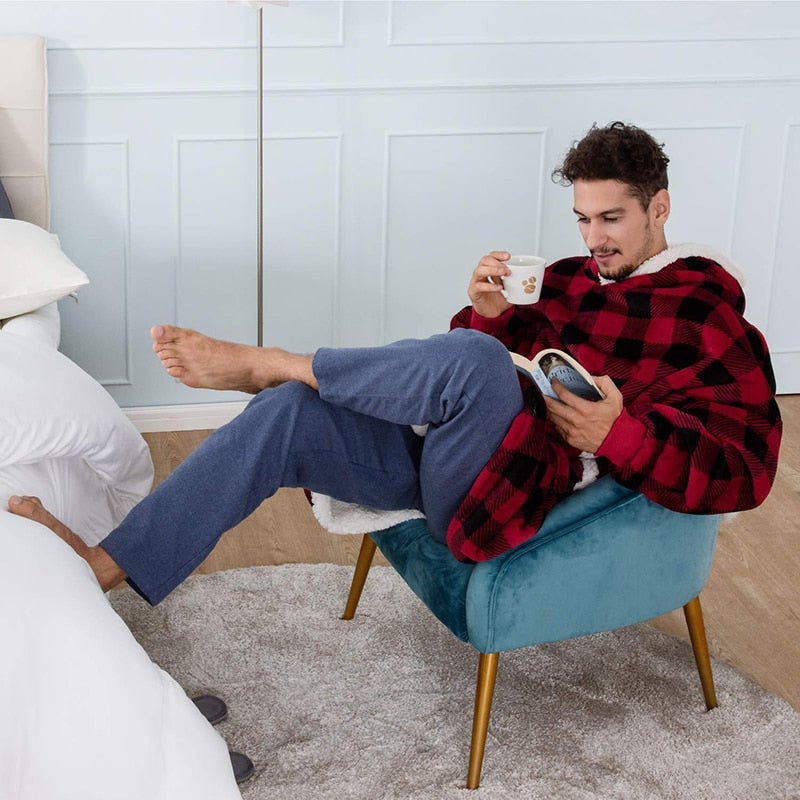 Hoodie i koc | Wspaniała kombinacja miękkiego hoodie i wygodnego koca w jednym!-Prany różowy i biały-Trend Polska