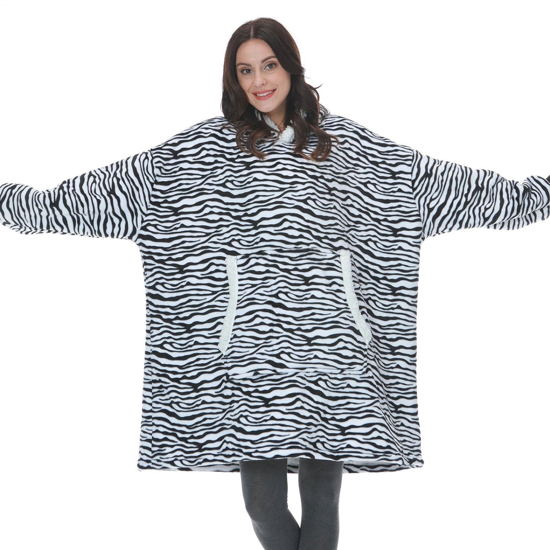 Hoodie i koc | Wspaniała kombinacja miękkiego hoodie i wygodnego koca w jednym!-Prany różowy i biały-Trend Polska