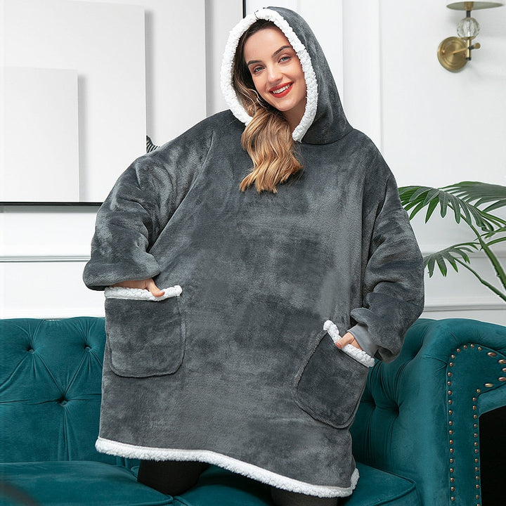 Hoodie i koc | Wspaniała kombinacja miękkiego hoodie i wygodnego koca w jednym!-Prany różowy i biały-Trend Polska