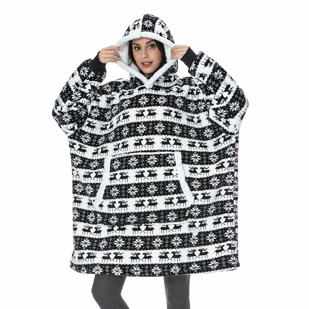 Hoodie i koc | Wspaniała kombinacja miękkiego hoodie i wygodnego koca w jednym!-Prany różowy i biały-Trend Polska