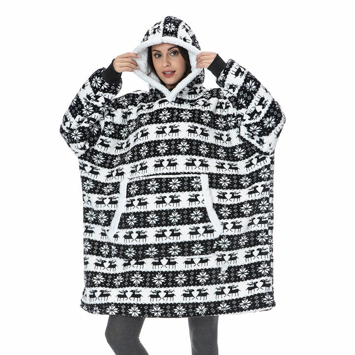 Hoodie i koc | Wspaniała kombinacja miękkiego hoodie i wygodnego koca w jednym!-Prany różowy i biały-Trend Polska