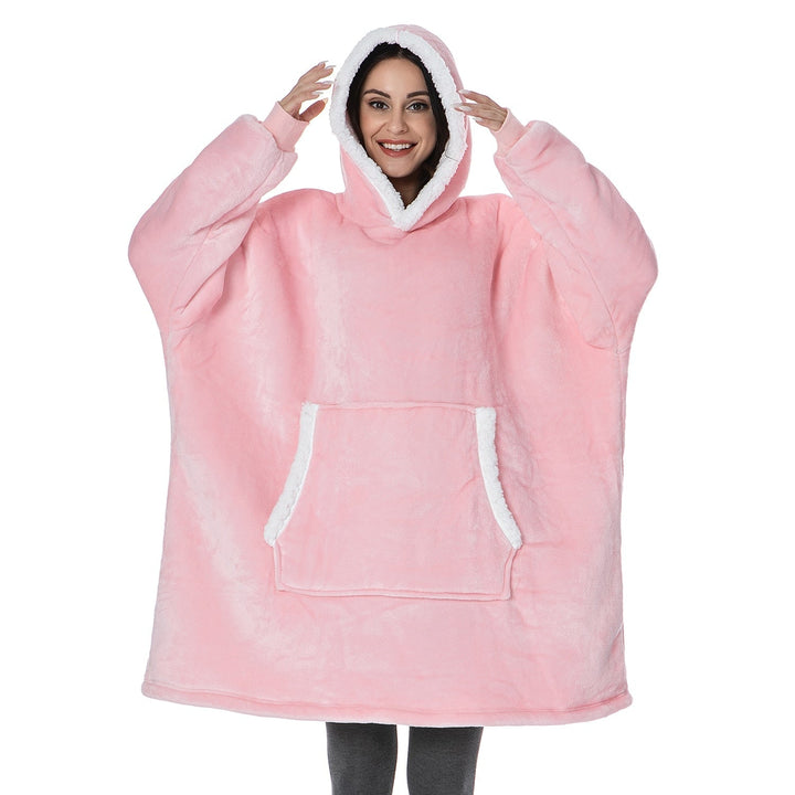 Hoodie i koc | Wspaniała kombinacja miękkiego hoodie i wygodnego koca w jednym!-Prany różowy i biały-Trend Polska