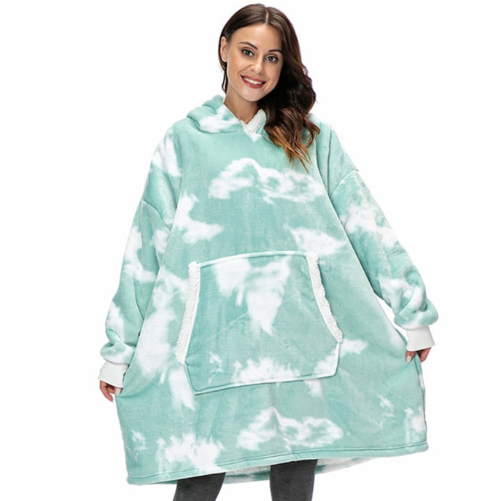 Hoodie i koc | Wspaniała kombinacja miękkiego hoodie i wygodnego koca w jednym!-Prany różowy i biały-Trend Polska