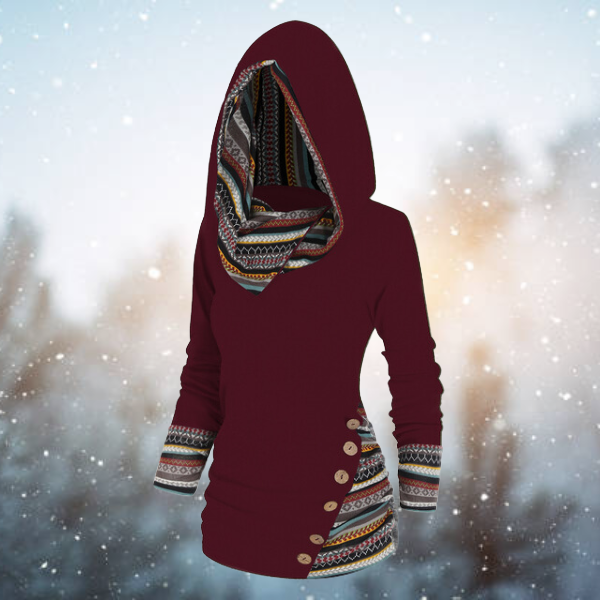 Hoodie z motywem geometrycznym – Naïma-Czerwony-S-Trend Polska
