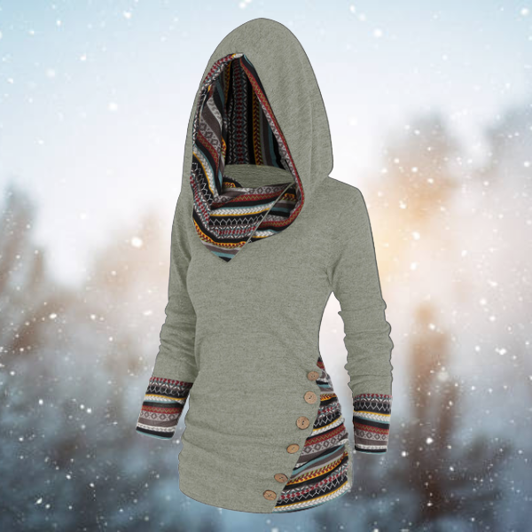 Hoodie z motywem geometrycznym – Naïma-Jasnoszary-S-Trend Polska
