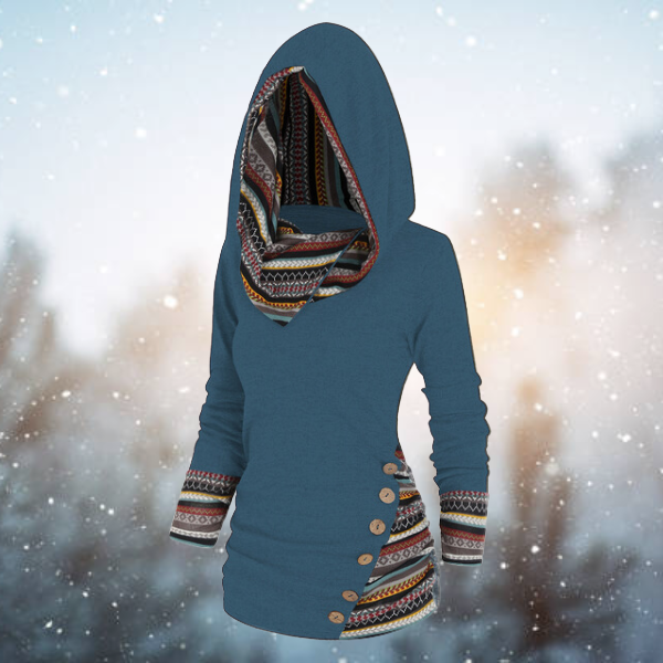 Hoodie z motywem geometrycznym – Naïma-Niebieski-S-Trend Polska