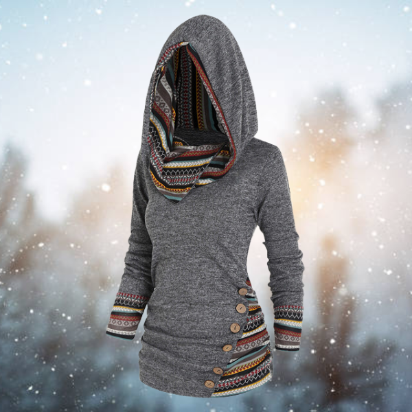 Hoodie z motywem geometrycznym – Naïma-Szary-S-Trend Polska